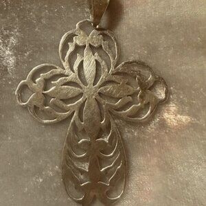 925 Sterling Silver Large Cutout Cross Pendant